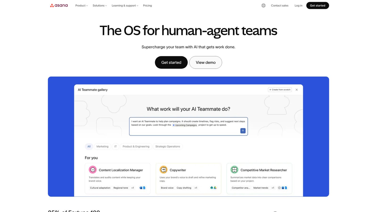 Asana dashboard