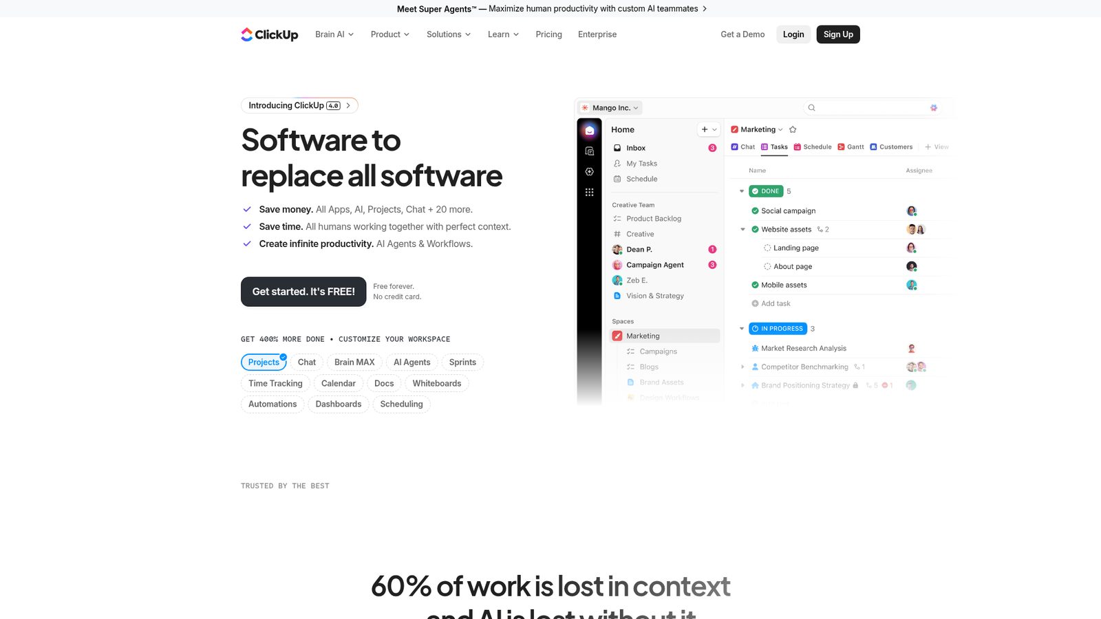 ClickUp dashboard